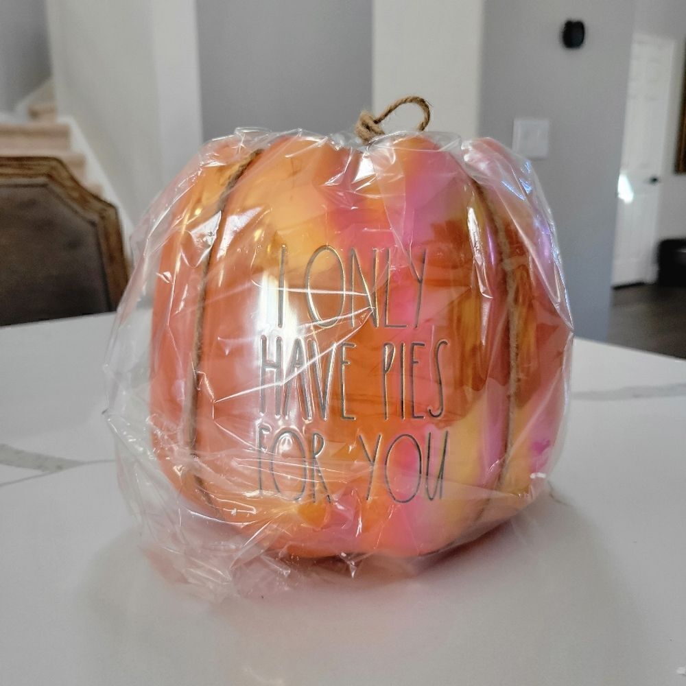 Rae Dunn Iridescent Orange Pumpkin I only have pies for you planter NEW - Picture 6 of 6